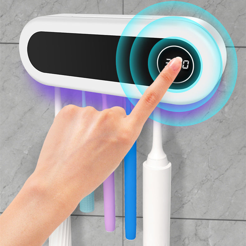 Smart Toothbrush Holder with UV Sterilizer, Toothpaste Dispenser Squeezer For Bathroom