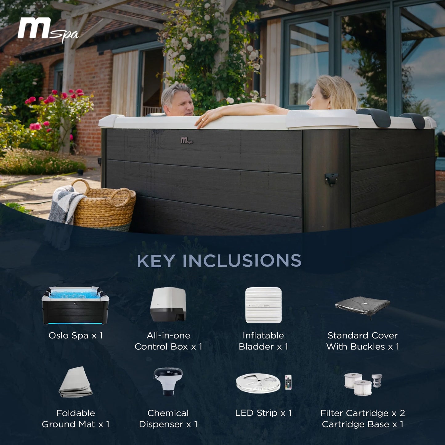 Oslo  Square Bubble Spa - Premium Hot Tub with Durable Hard Exterior & Luxurious Soft Interior