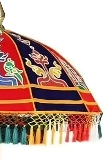 7 Feet Indian Temple Umbrella – Decorative Parasol for Religious Ceremonies & Festivals – Handmade Multicolor Canopy with Brass Top – Ideal for Pooja, Mandir, Weddings