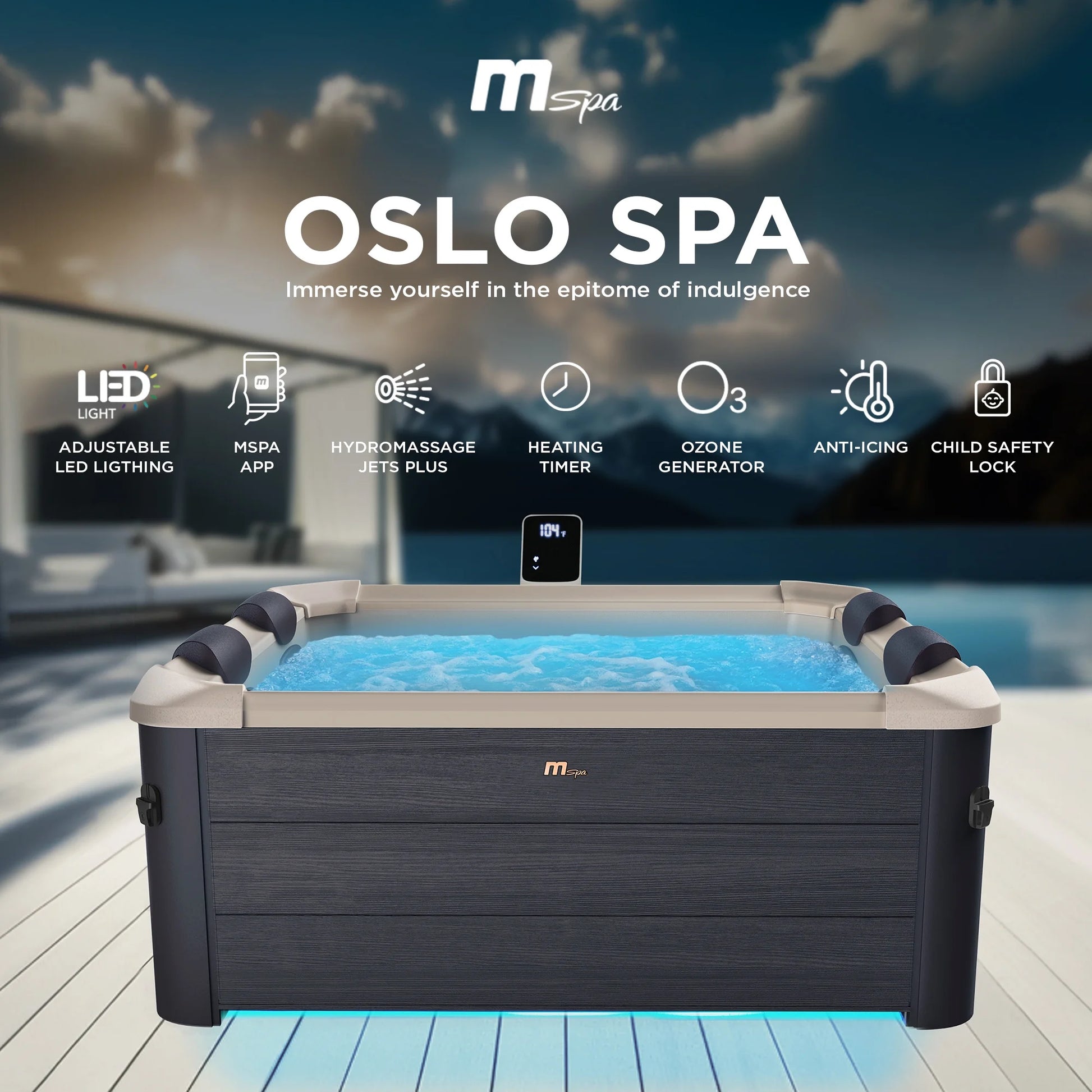Oslo  Square Bubble Spa - Premium Hot Tub with Durable Hard Exterior & Luxurious Soft Interior