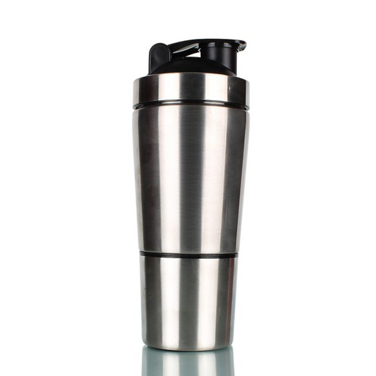 Stainless Steel Protein Shaker Bottle with spring ball, Leakproof with Knob