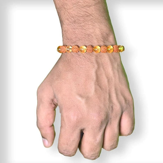 Rudraksha Bracelet with Citrine Crystal (Pack of 2)
