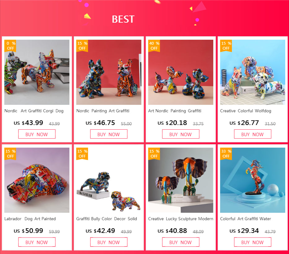 Creative Art Colorful Bull terrier Small English Resin Dog Crafts Home Decoration Color Modern Simple Office Desktop Craft
