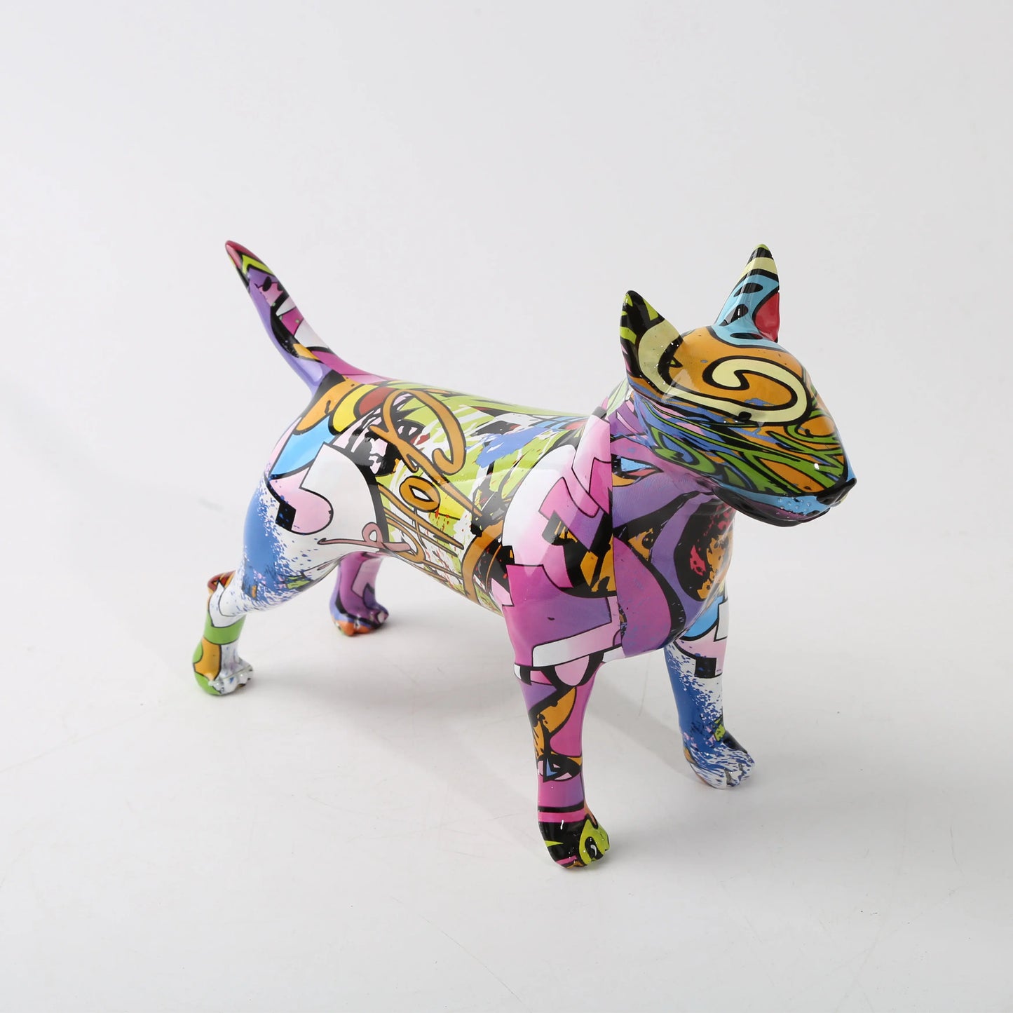 Creative Art Colorful Bull terrier Small English Resin Dog Crafts Home Decoration Color Modern Simple Office Desktop Craft