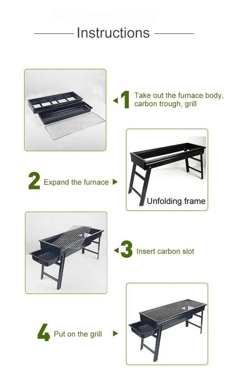 New Large BBQ Barbecue Grill Folding Portable Charcoal Outdoor Camping Picnic Burner Foldable Charcoal Camping Barbecue Oven