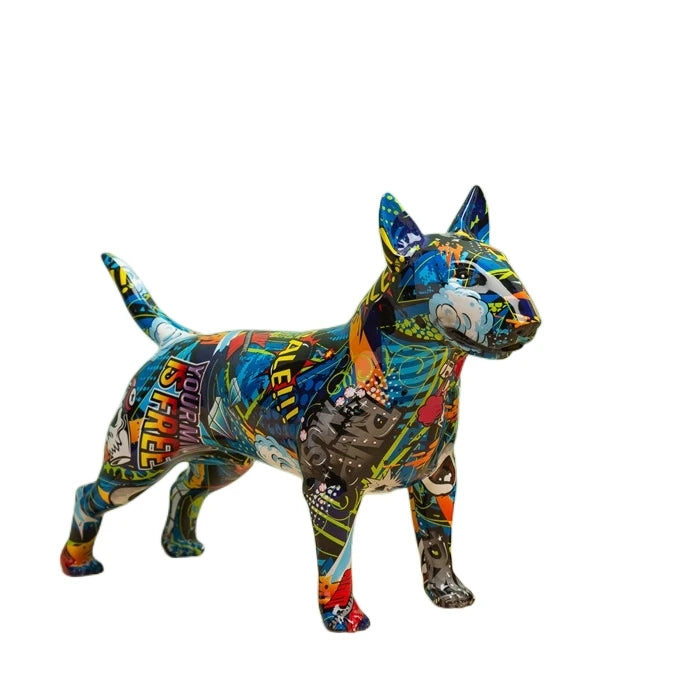 Creative Art Colorful Bull terrier Small English Resin Dog Crafts Home Decoration Color Modern Simple Office Desktop Craft