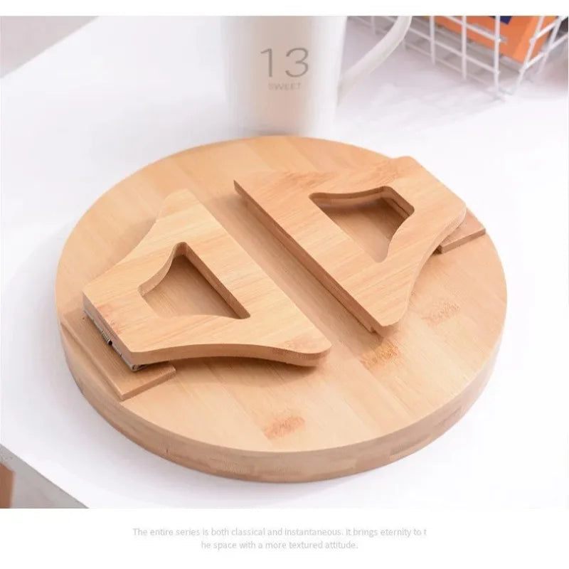 Wooden Sofa Armrest Tray – Foldable Circular Clip-On Snack & Breakfast Tray with Built-In Storage, Side Table for Couch & Home Use