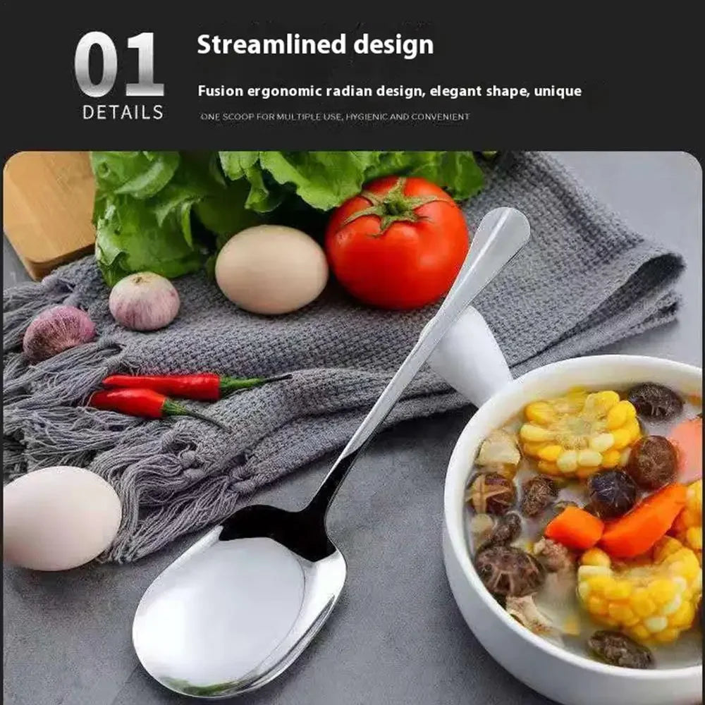 Stainless Steel Large Stainless Steel Rice Spoon Ergonomic Metal Serving Spoon Kitchen Flatware Salad Serving Utensils For Pasta