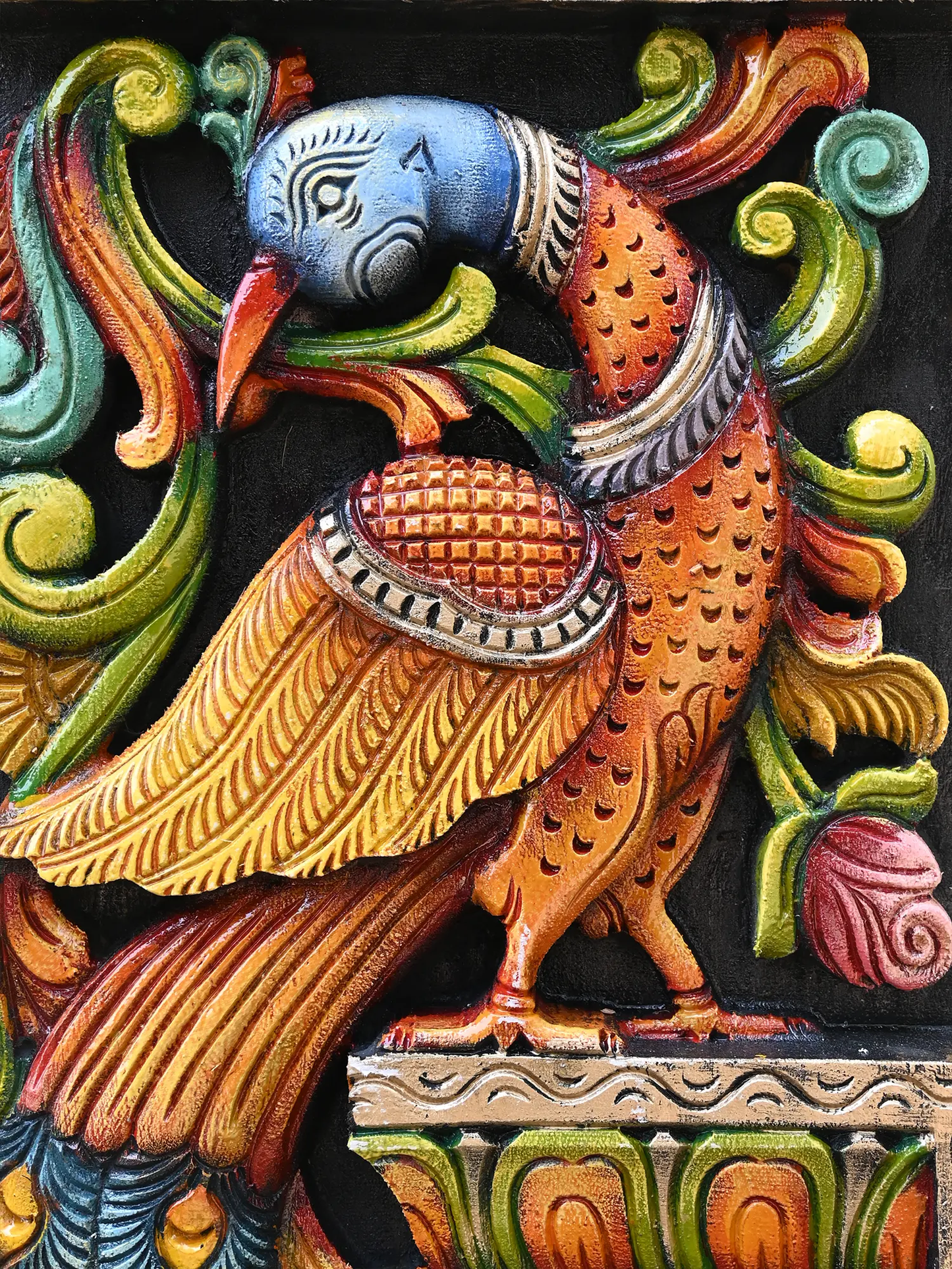 3ft Wooden Paired Peacock Wall Panel | Handcrafted Vaagai Wood Art Decor