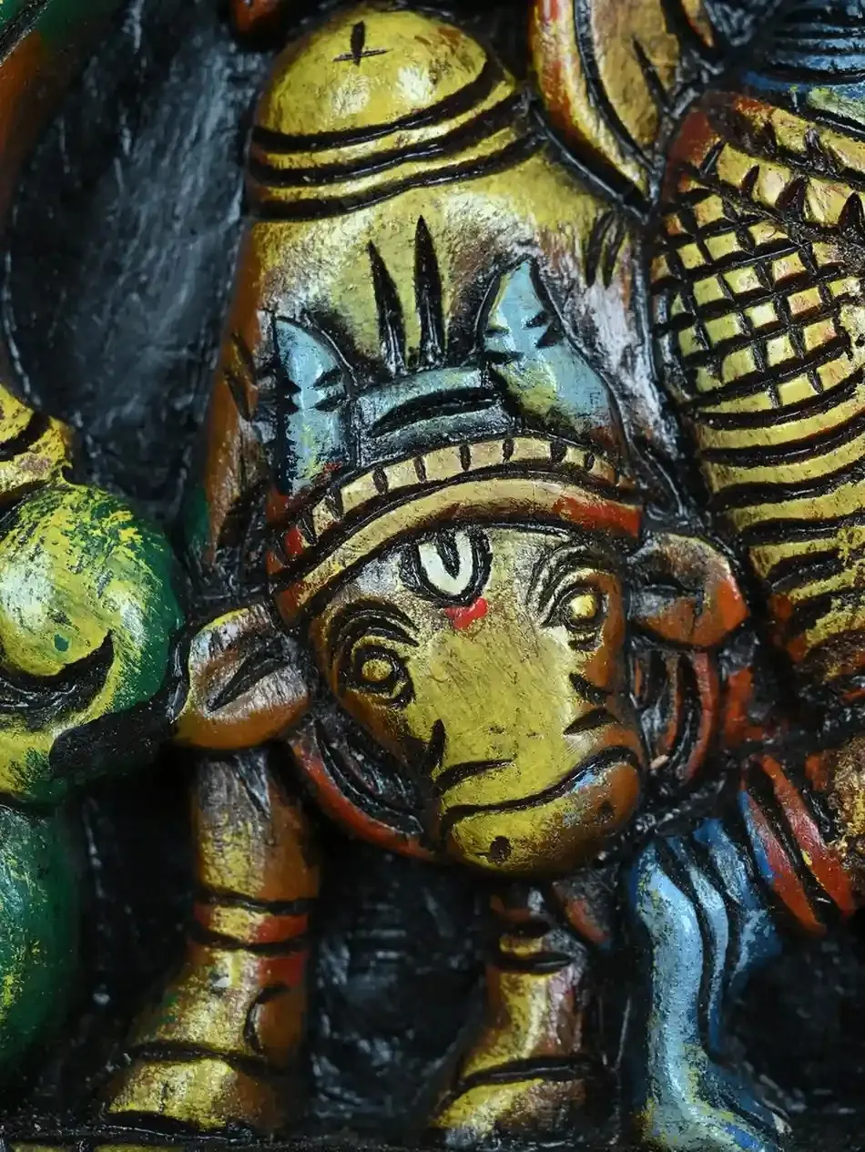 Handcrafted 12” Wooden Radha Krishna Idol – Vaagai Wood Wall Decor Art