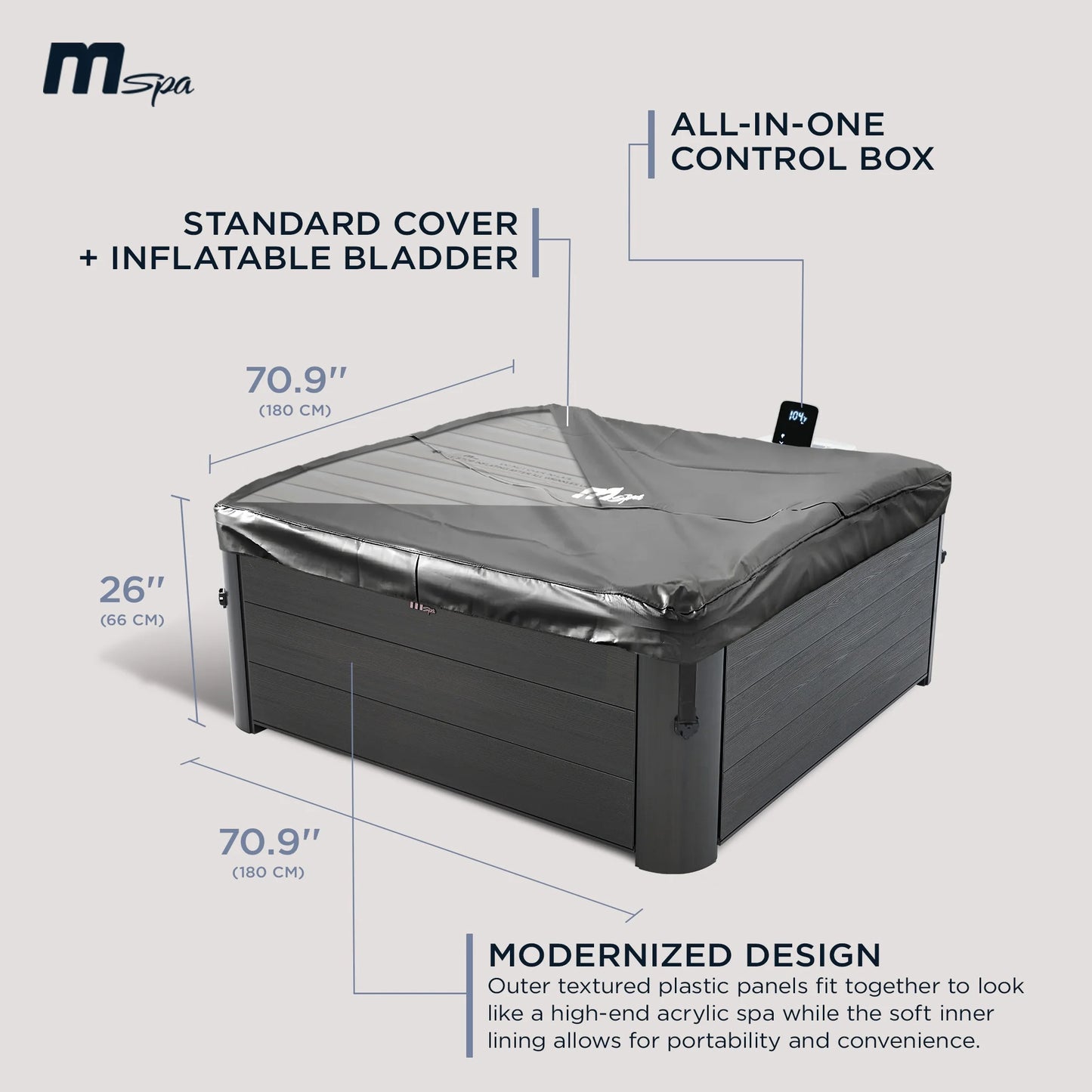 Oslo  Square Bubble Spa - Premium Hot Tub with Durable Hard Exterior & Luxurious Soft Interior