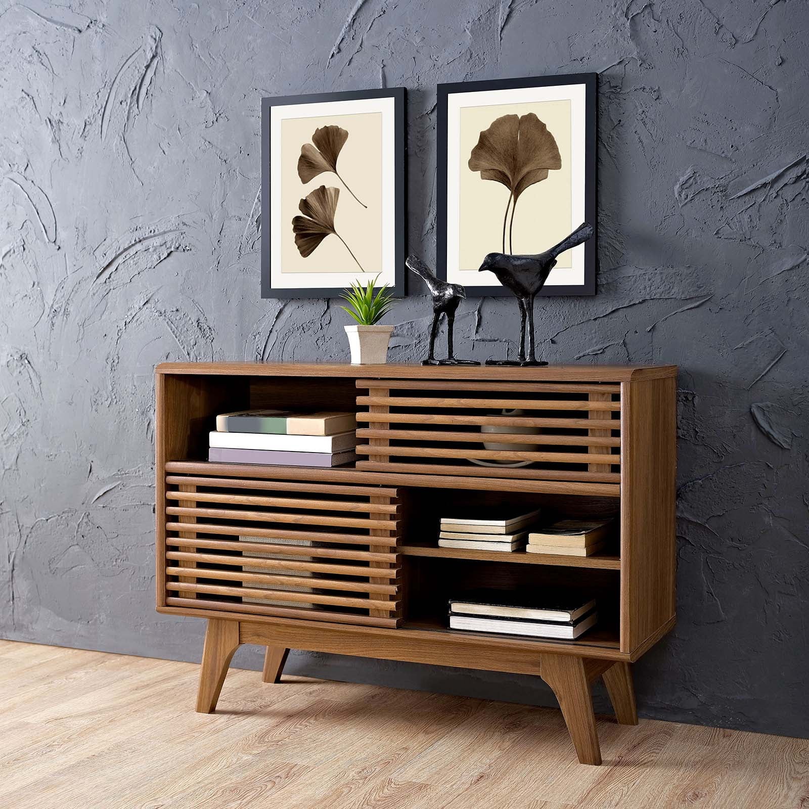 Stylish Modern Walnut Display Stand - Versatile Storage Solution for Any Space