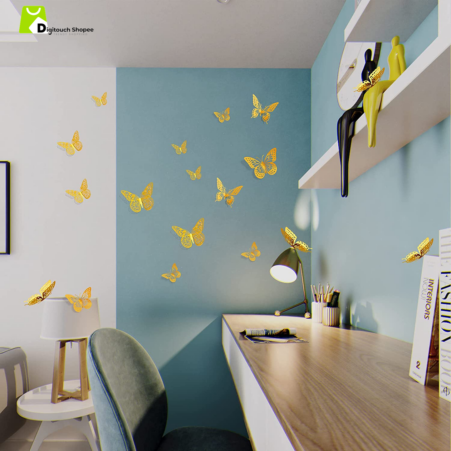 3D Butterfly Wall Decor - 48 Pcs, 4 Styles, 3 Sizes, Gold Butterfly Decorations for Birthday & Party Celebrations, Removable Stickers