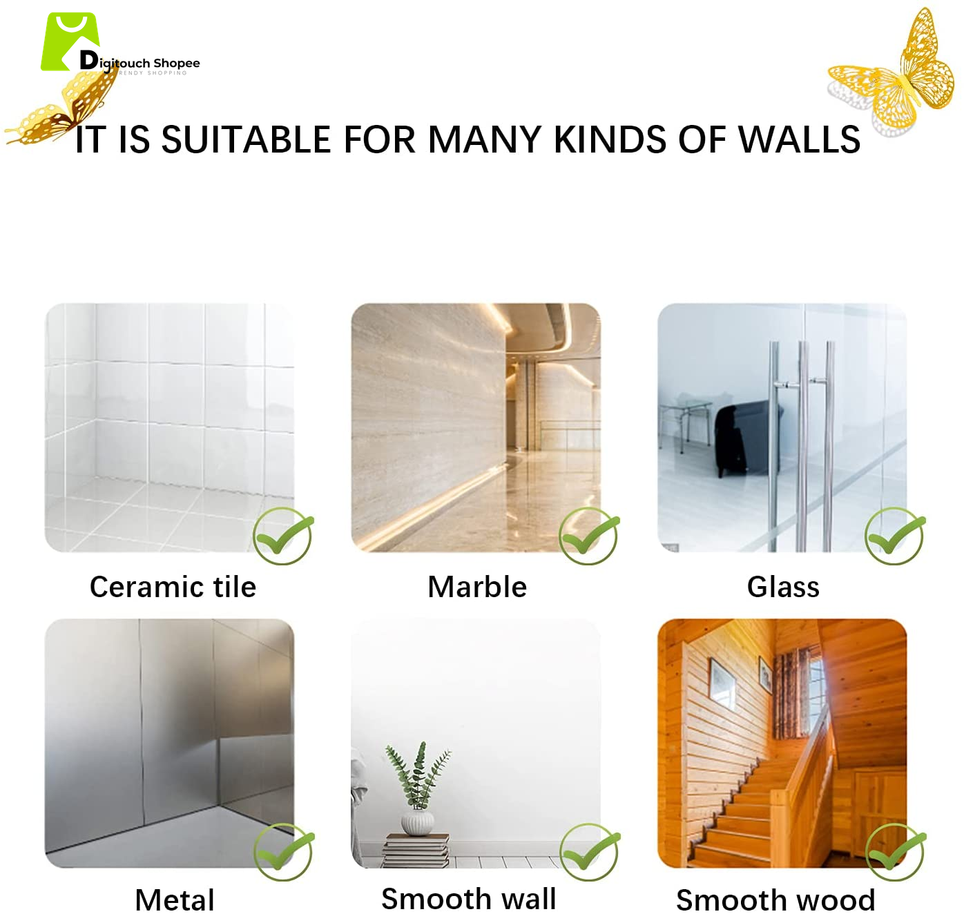 3D Butterfly Wall Decor - 48 Pcs, 4 Styles, 3 Sizes, Gold Butterfly Decorations for Birthday & Party Celebrations, Removable Stickers