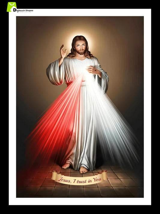 Divine Mercy Religious Wall Art, Catholic Photo Frame, 7 X 9 Inches, Black Frame