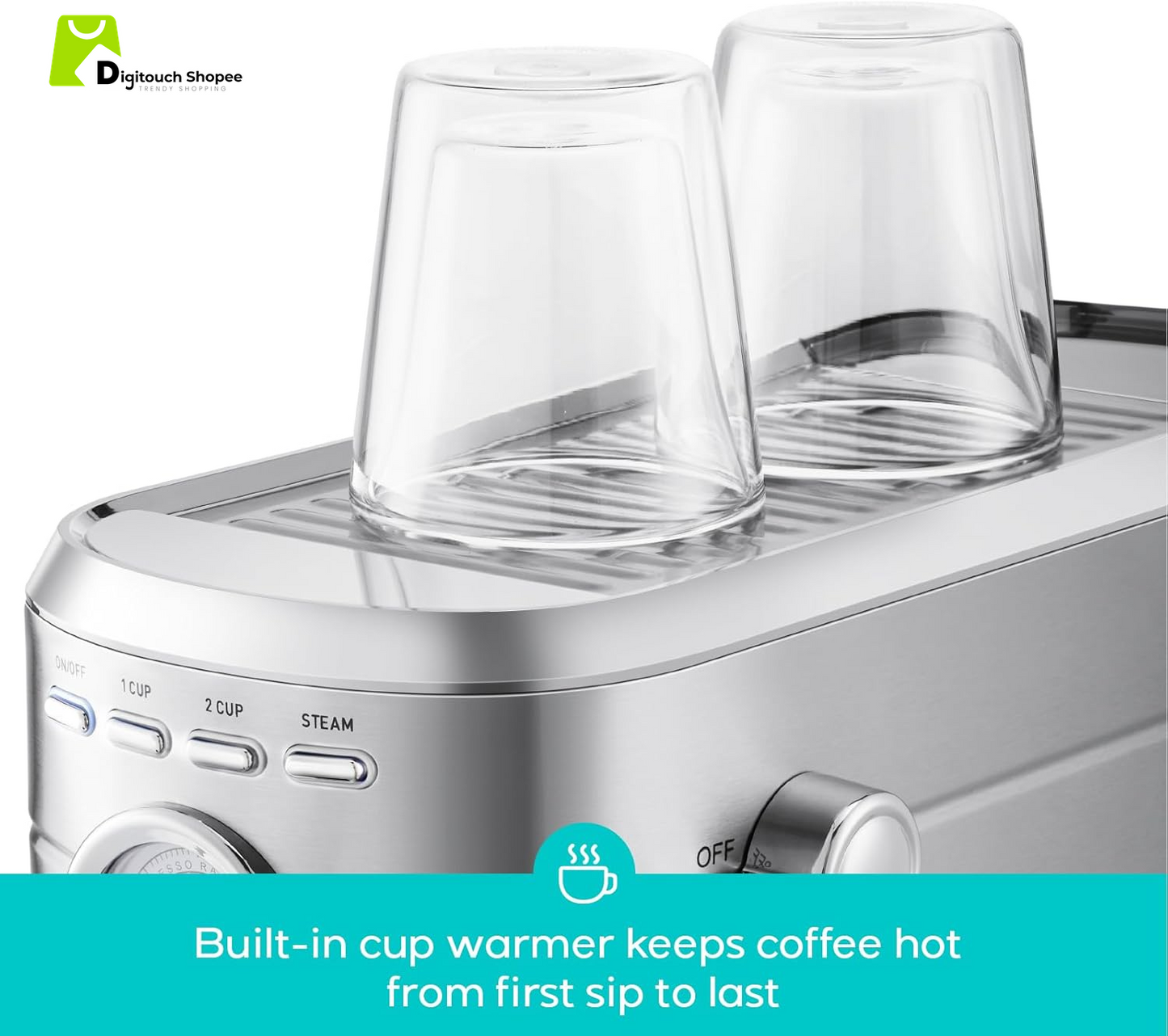 CM5418 Espresso Machine 20 Bar, Compact Espresso Maker with Steam Milk Frother, Stainless Steel Coffee Machine with 34Oz Removable Water Tank for Cappuccino, Latte, Silver