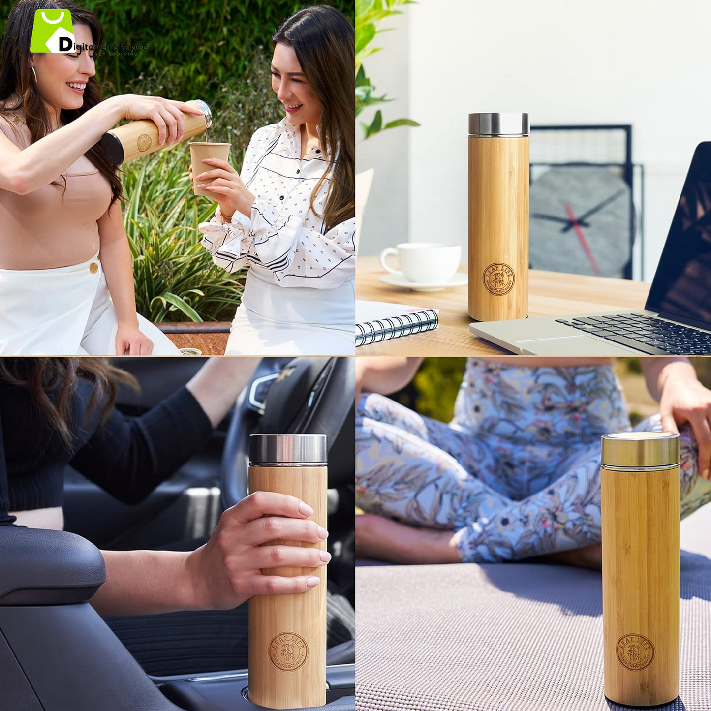 Premium Bamboo Tea Bottle for Loose Tea - Tea Infuser Bottle - Tea Gifts - Insulated Water Bottle/Coffee Tumbler/Tea - Tea Gift Set, Tea Accessories - Tea Tumbler 22Oz