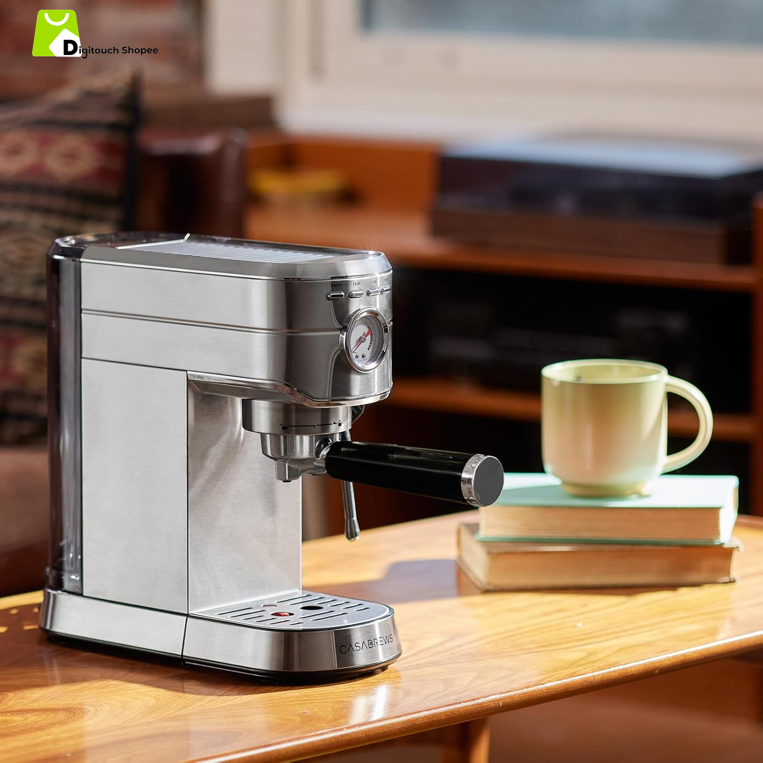 CM5418 Espresso Machine 20 Bar, Compact Espresso Maker with Steam Milk Frother, Stainless Steel Coffee Machine with 34Oz Removable Water Tank for Cappuccino, Latte, Silver