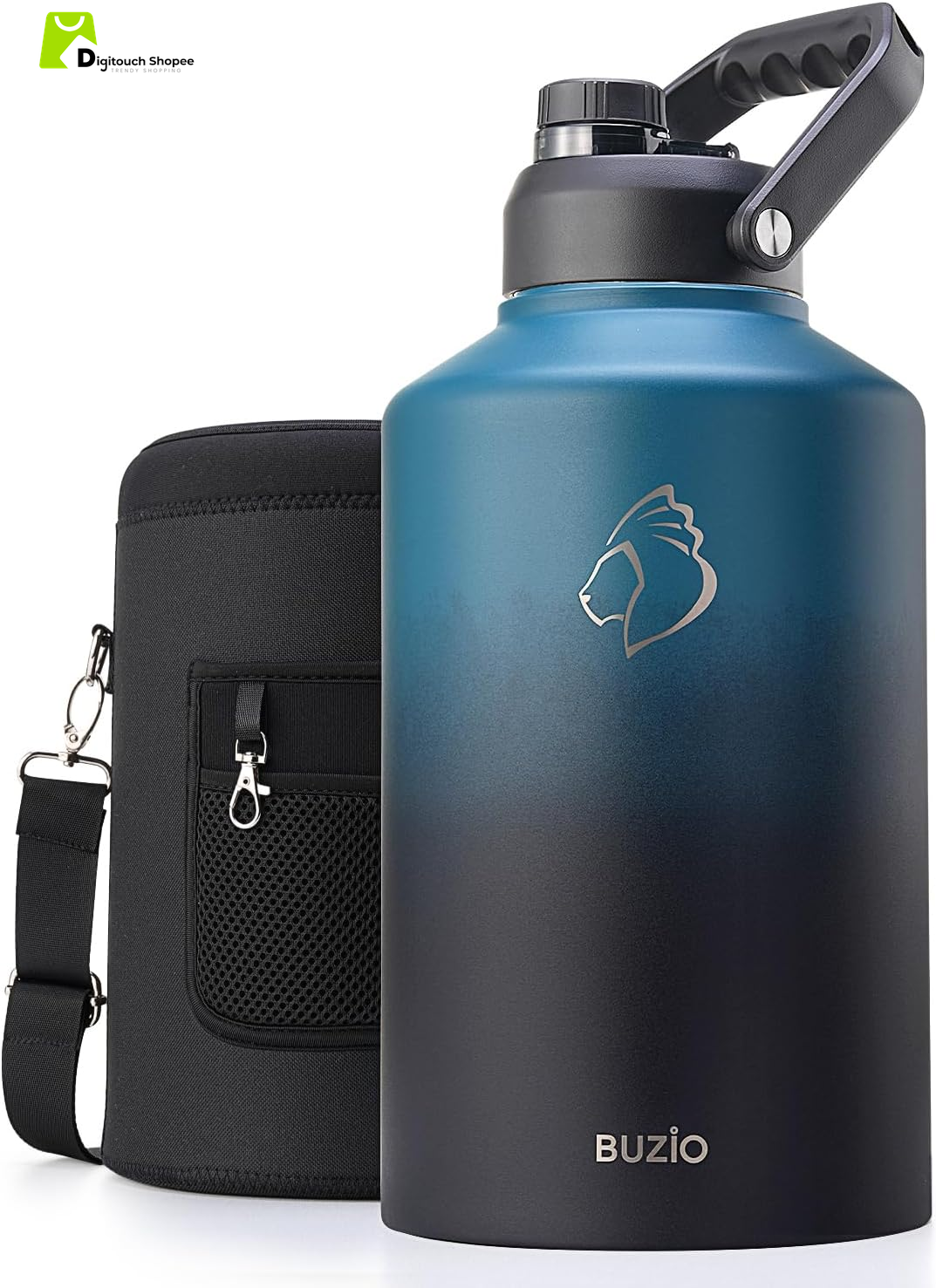 1.5 Gallon Water Bottle Insulated, (Cold for 48 Hrs) 192Oz Large Water Jug Stainless Steel, 3.58In Big Wide Mouth Leak Proof Metal Flask with Carrying Sleeve for Camping,Gym,Travel,Indigo Crush