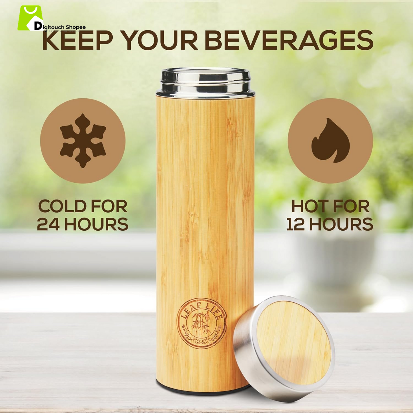 Premium Bamboo Tea Bottle for Loose Tea - Tea Infuser Bottle - Tea Gifts - Insulated Water Bottle/Coffee Tumbler/Tea - Tea Gift Set, Tea Accessories - Tea Tumbler 22Oz