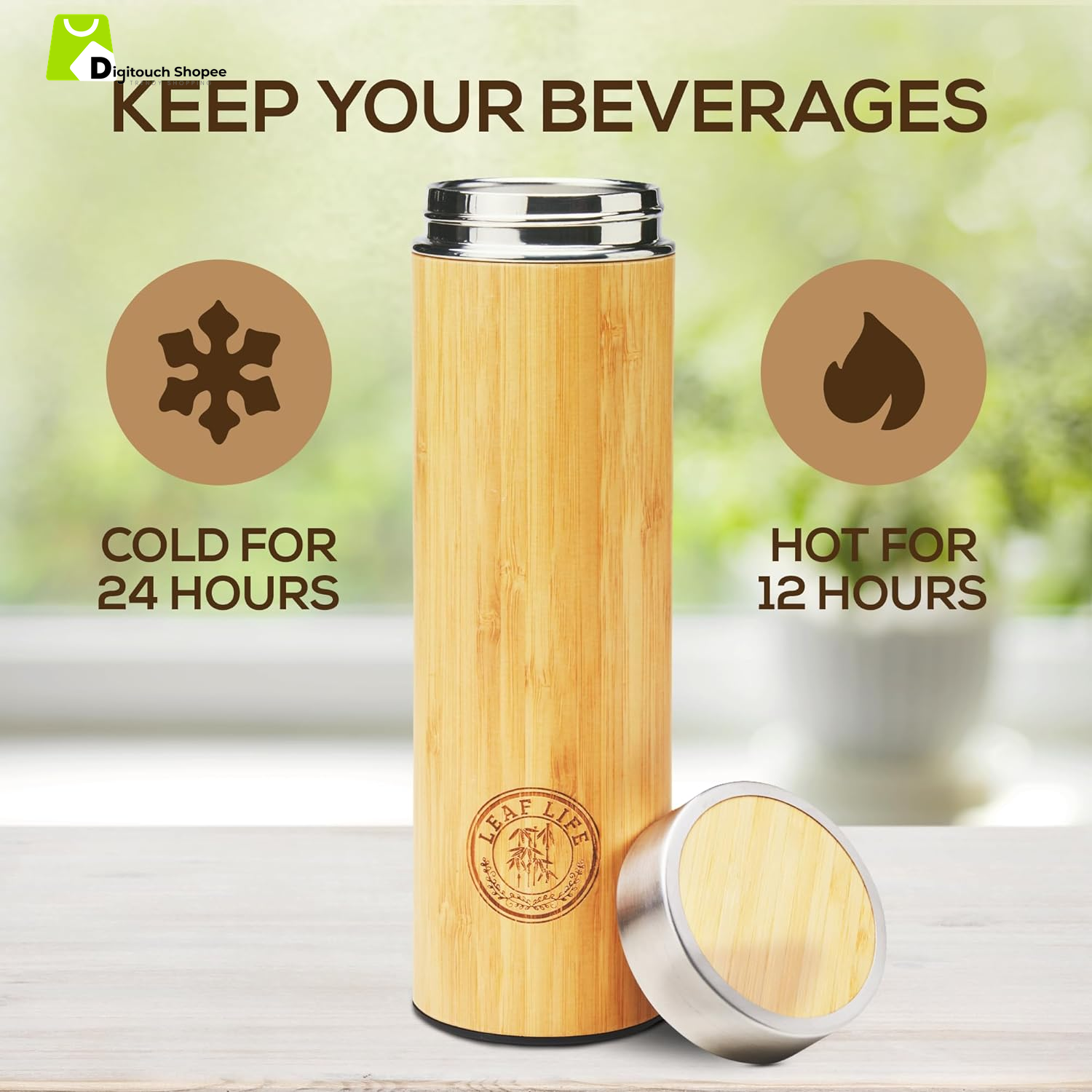 Premium Bamboo Tea Bottle for Loose Tea - Tea Infuser Bottle - Tea Gifts - Insulated Water Bottle/Coffee Tumbler/Tea - Tea Gift Set, Tea Accessories - Tea Tumbler 22Oz