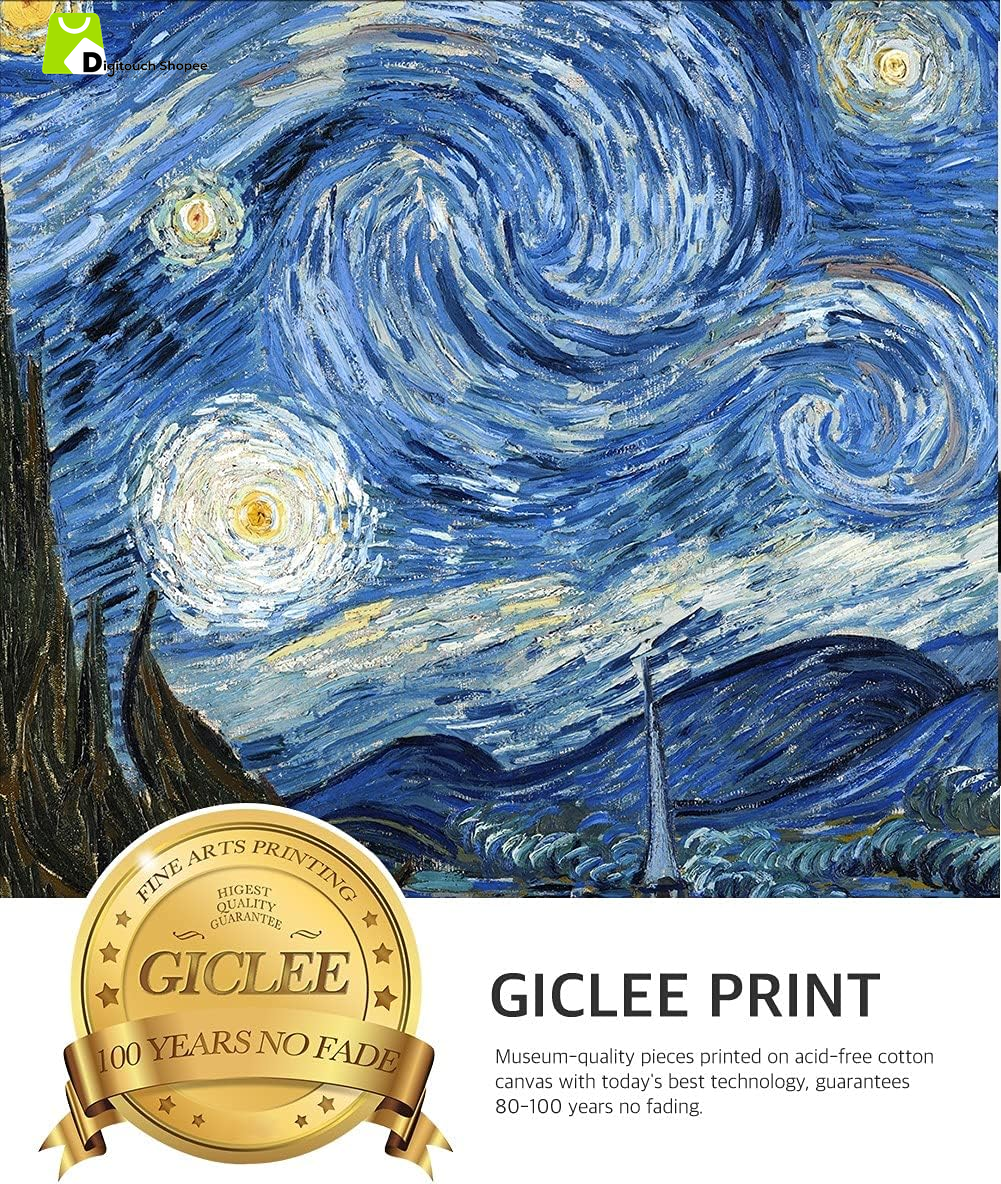 - Starry Night, Vincent Van Gogh Classic Art. Giclee Prints Framed Art for Wall Decor. Picture Size: 30X24 In, Framed Size: 36X30 In