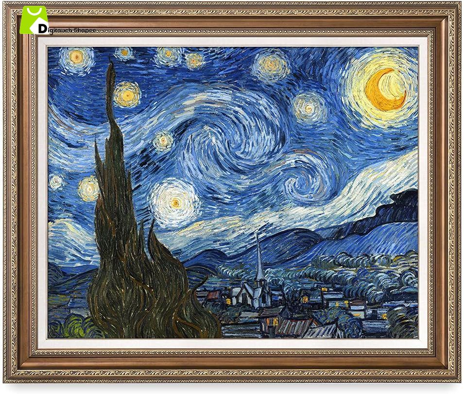 - Starry Night, Vincent Van Gogh Classic Art. Giclee Prints Framed Art for Wall Decor. Picture Size: 30X24 In, Framed Size: 36X30 In