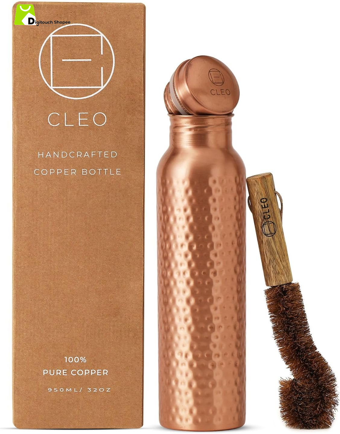 Pure Copper Water Bottle, 950 ML (32.5 Oz) - Hand-Crafted Hammered Copper Vessel - Certified Insulated Water Bottle Great for Sports, Yoga & Everyday Use