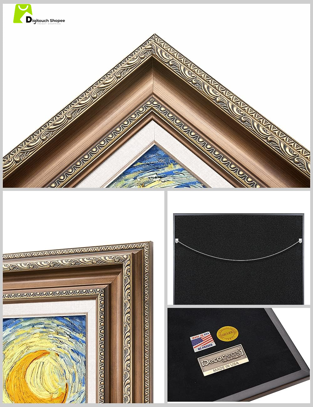 - Starry Night, Vincent Van Gogh Classic Art. Giclee Prints Framed Art for Wall Decor. Picture Size: 30X24 In, Framed Size: 36X30 In