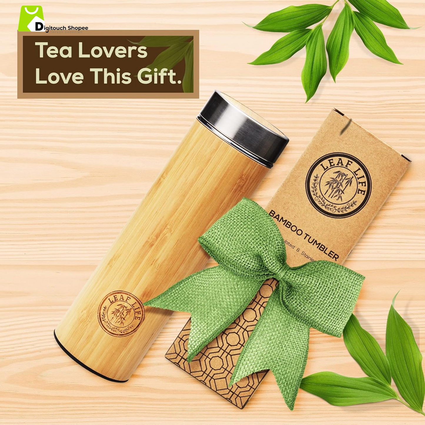 Premium Bamboo Tea Bottle for Loose Tea - Tea Infuser Bottle - Tea Gifts - Insulated Water Bottle/Coffee Tumbler/Tea - Tea Gift Set, Tea Accessories - Tea Tumbler 22Oz