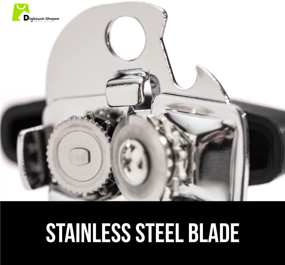The Original  Heavy Duty Stainless Steel Smooth Edge Manual Can Opener and Bottle Openers, Soft Ergonomic Handle, Oversized Handheld Easy Turn Knob, Multifunctional Kitchen Tool, Black