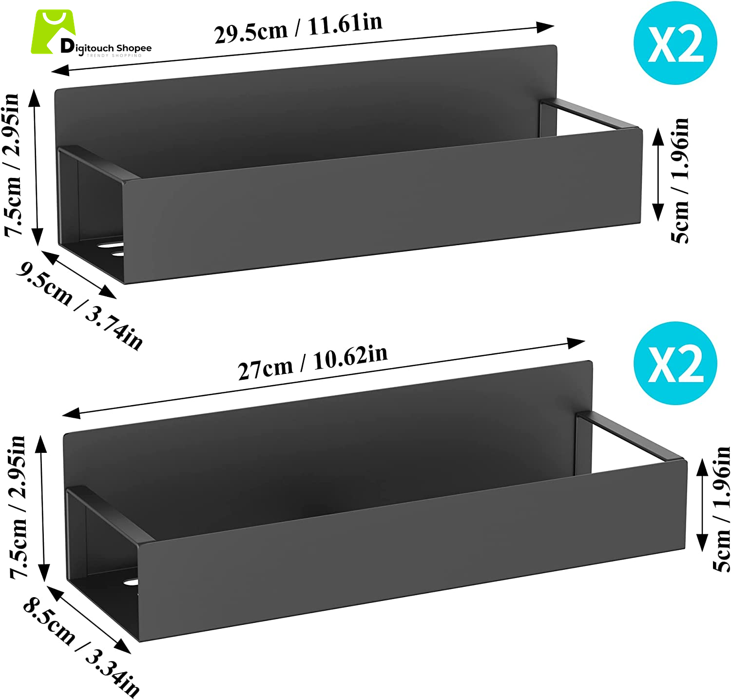 Metal 4 Pack Magnetic Spice Storage Rack Organizer for Refrigerator and Oven, Black Fridge Organizers and Storage