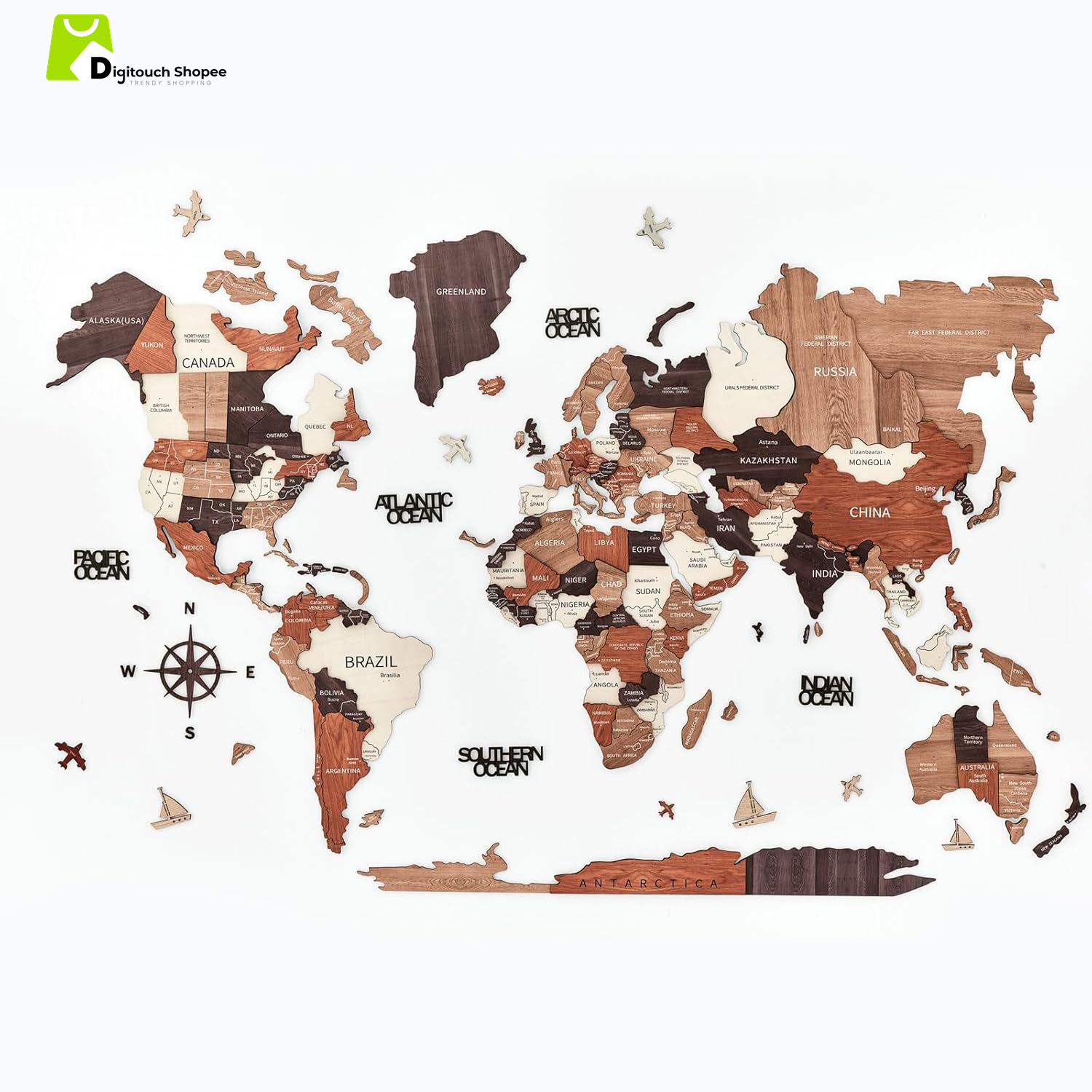 Wooden World Map Wall Decor, Housewarming Gift Idea World Travel Map, 3D Wood World Map for Home Decor and Wall Art, Stunning Wood World Map with Exquisite Details for Home, Office (Large, 59" * 35")