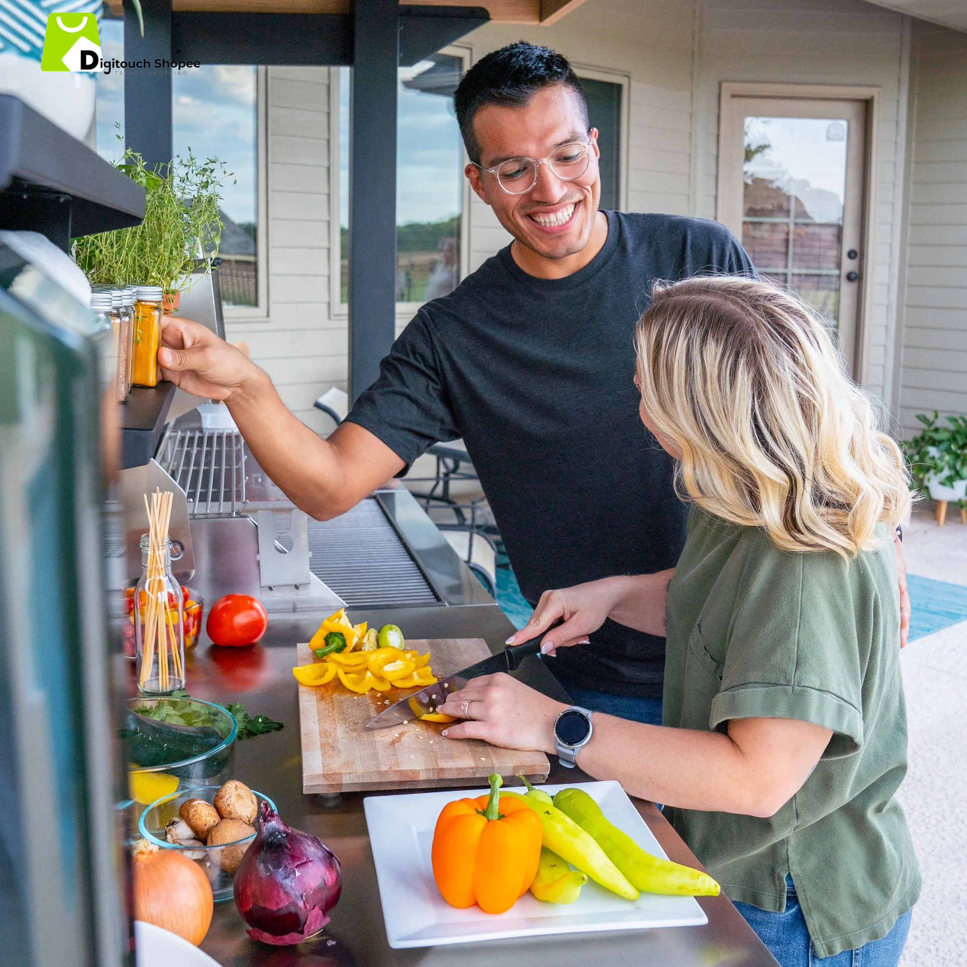 Fusion Flame Galvanized Steel Covered Outdoor Kitchen, Grill, Fridge