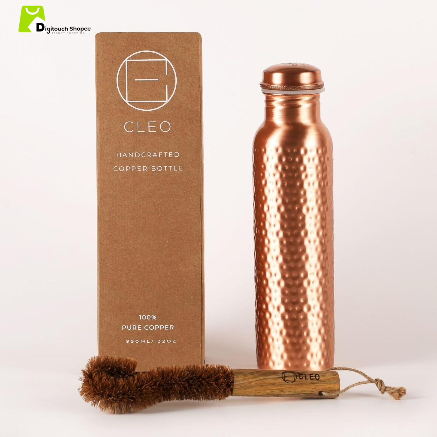 Pure Copper Water Bottle, 950 ML (32.5 Oz) - Hand-Crafted Hammered Copper Vessel - Certified Insulated Water Bottle Great for Sports, Yoga & Everyday Use