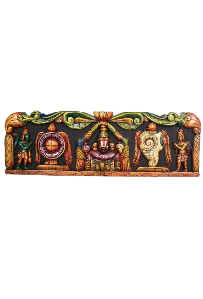 Tirupati Balaji Wall Panel – 24" Handcrafted Wooden Sculpture for Temple & Home Wall Decor