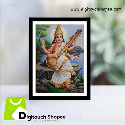 Goddess Saraswati Classic Photo Frame, 8x6 inch, Multicolor, Wall Hang