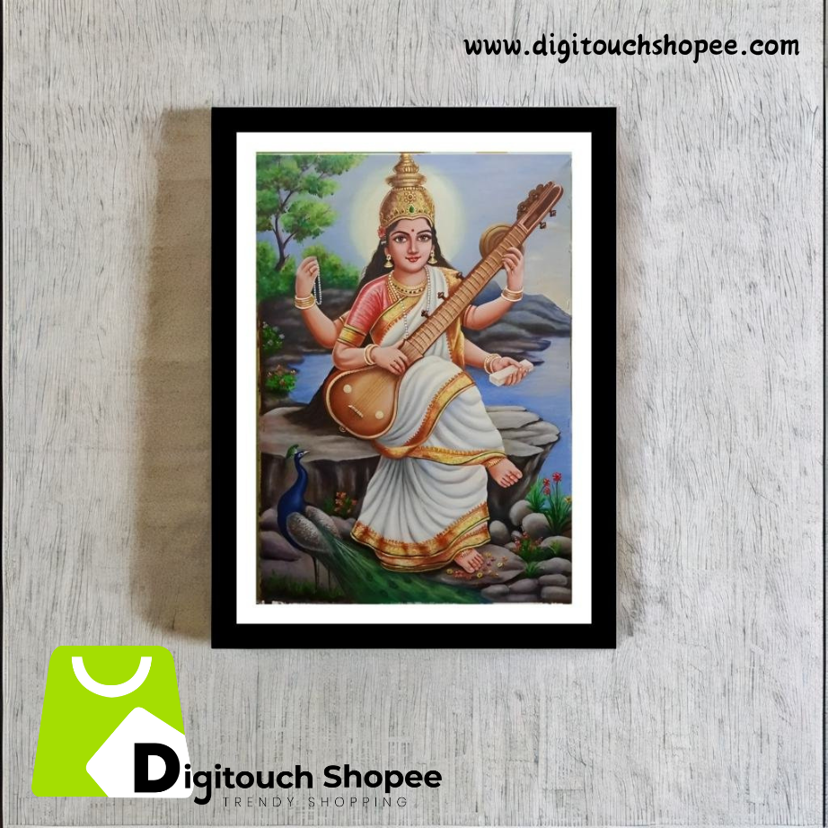 Goddess Saraswati Classic Photo Frame, 8x6 inch, Multicolor, Wall Hang