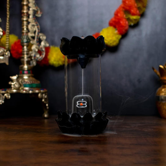 Shiva Linga Fountain Incense Burner with 30 Backflow Cone Incense Holder Decorative Showpiece