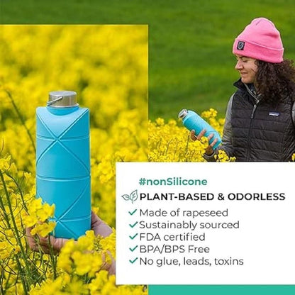 Reusable Foldable Silicone Water Bottle with Portable Buckle 700Ml